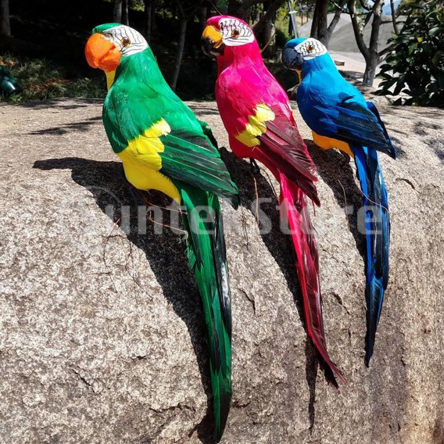 カラフルな鳥の羽のリアルな家庭菜園の装飾飾りオウム鳥 : STKショップ