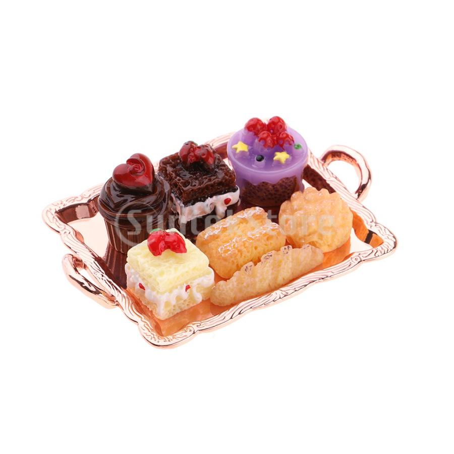 1/12ドールハウスミニチュアフードケーキプレートケーキセットキッチン 