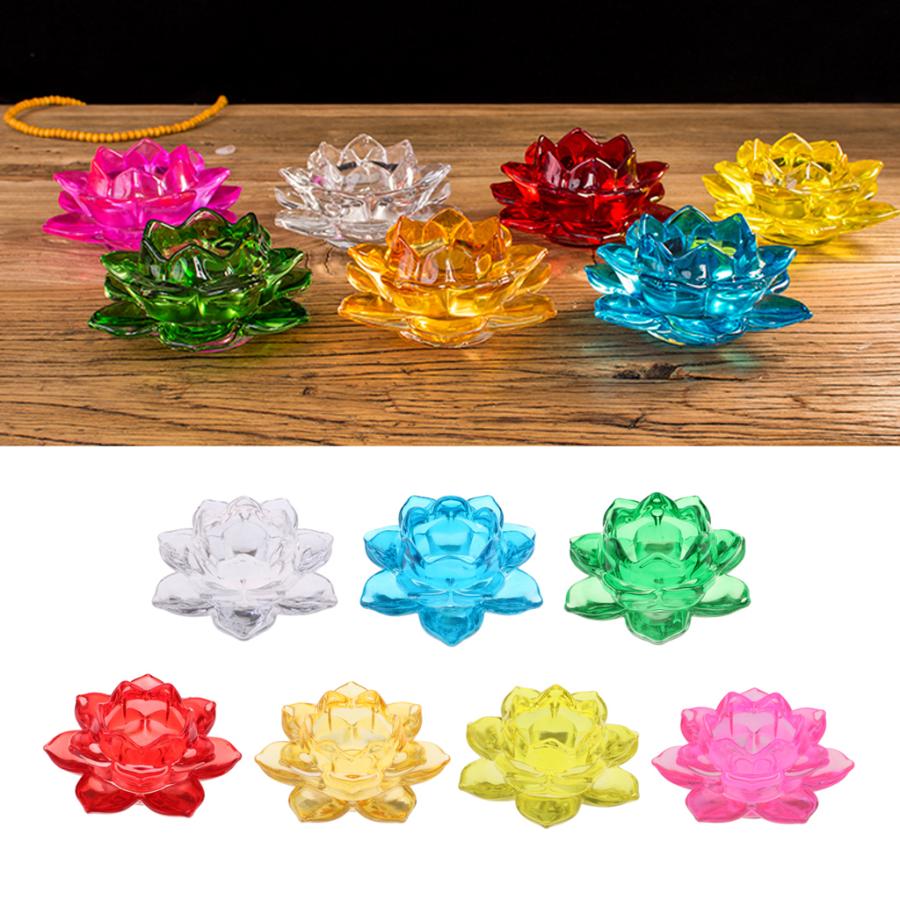 クリスタルキャンドルホルダー ガラス置物 部屋 装飾品 蓮の花 風水
