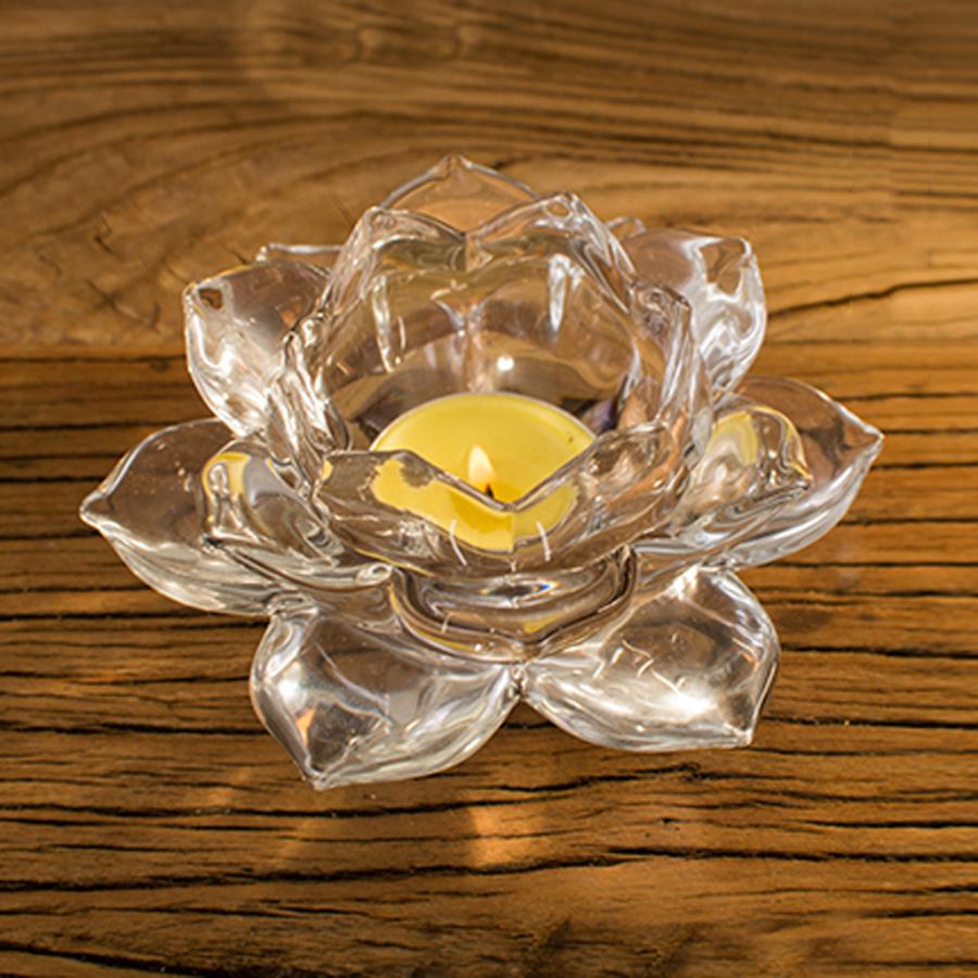 クリスタルキャンドルホルダー ガラス置物 部屋 装飾品 蓮の花 風水
