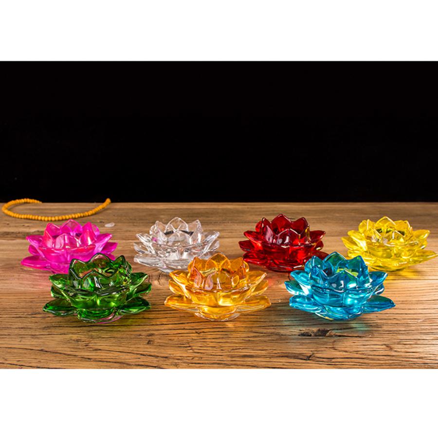 クリスタルキャンドルホルダー ガラス置物 部屋 装飾品 蓮の花 風水