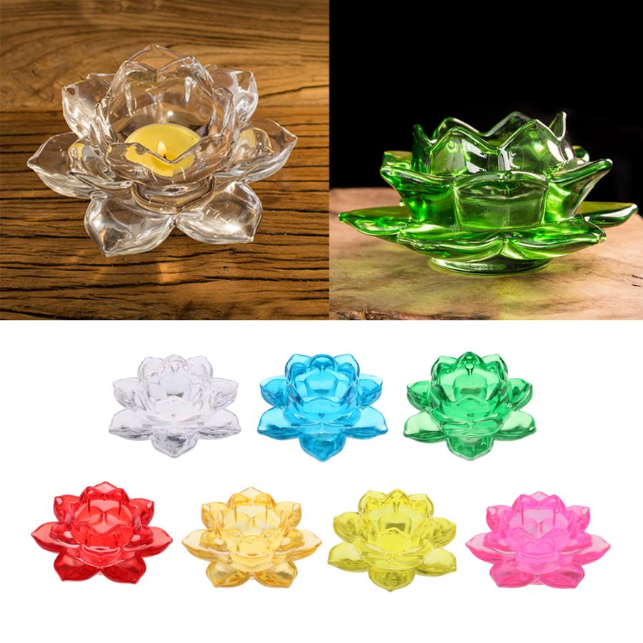 クリスタルキャンドルホルダー ガラス置物 部屋 装飾品 蓮の花 風水
