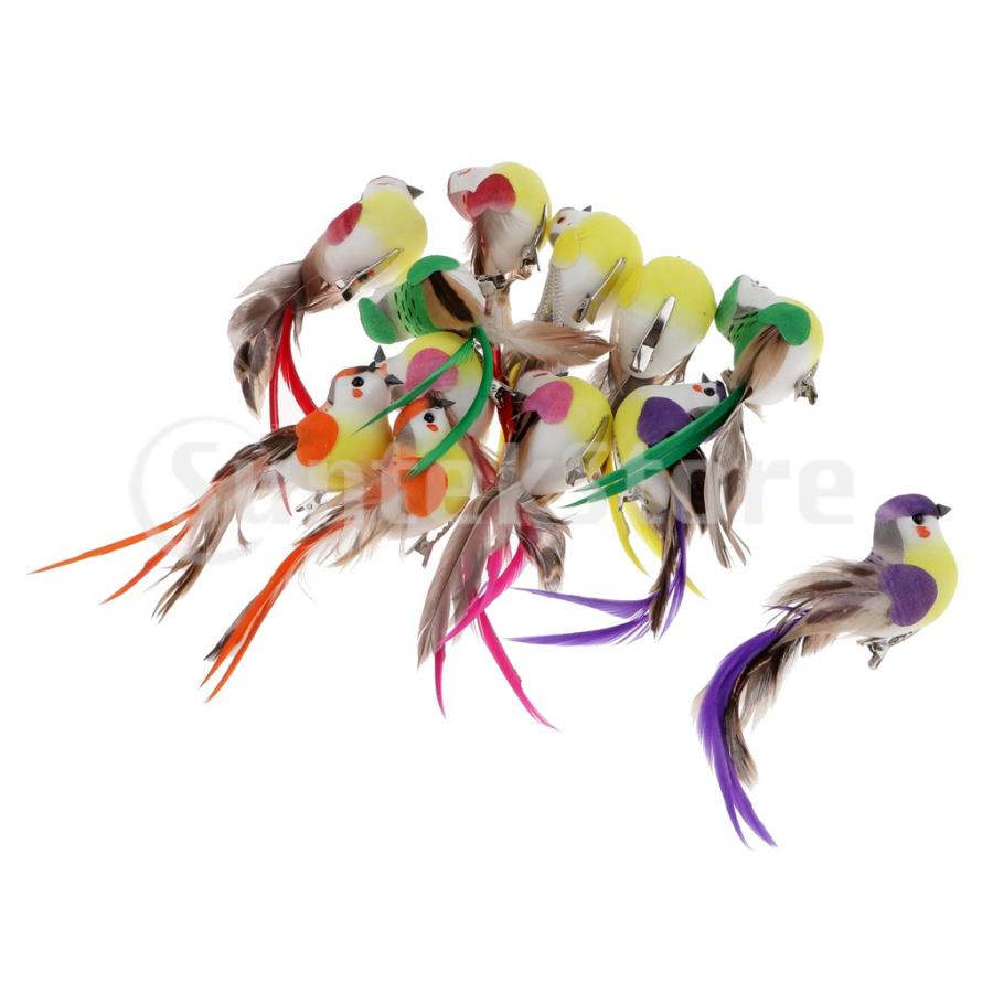 鳥 オブジェ 12個 アーティフィシャルバード 本物そっくり 足ワイヤー