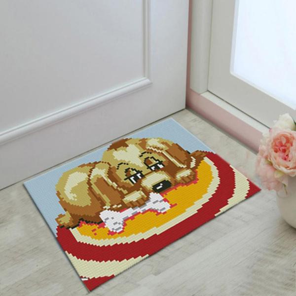 クロスステッチキット ラグ作りキット 犬柄 ミニマット 約58x40cm 全3