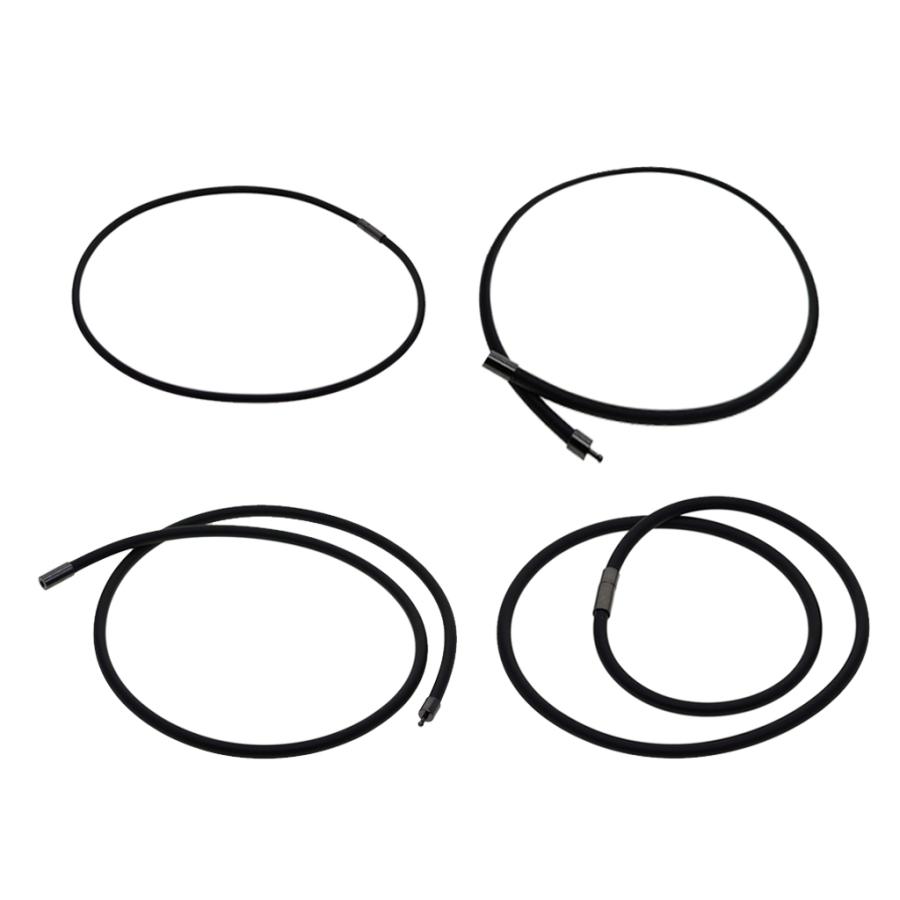 紐ネックレス メンズ チョーカー 黒 4mm ゴムコード 銅製 留め金 耐久