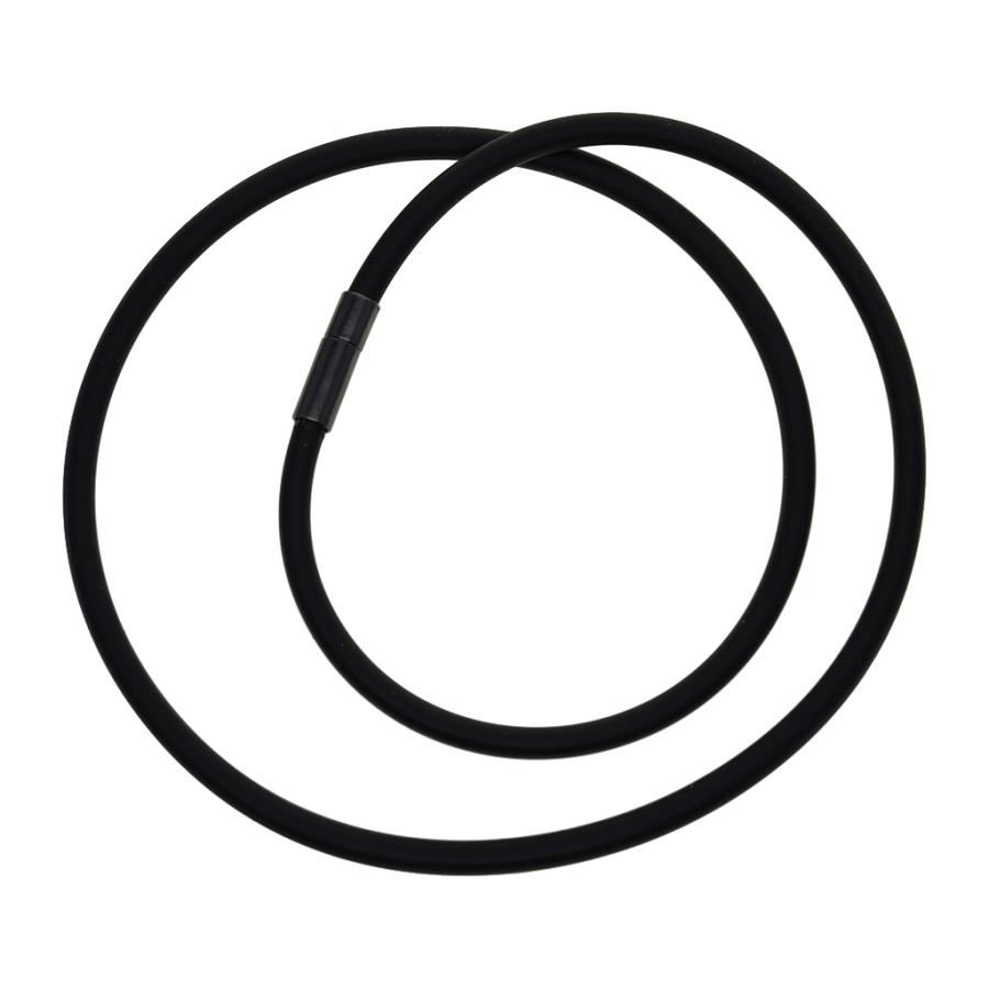 紐ネックレス メンズ チョーカー 黒 4mm ゴムコード 銅製 留め金 耐久