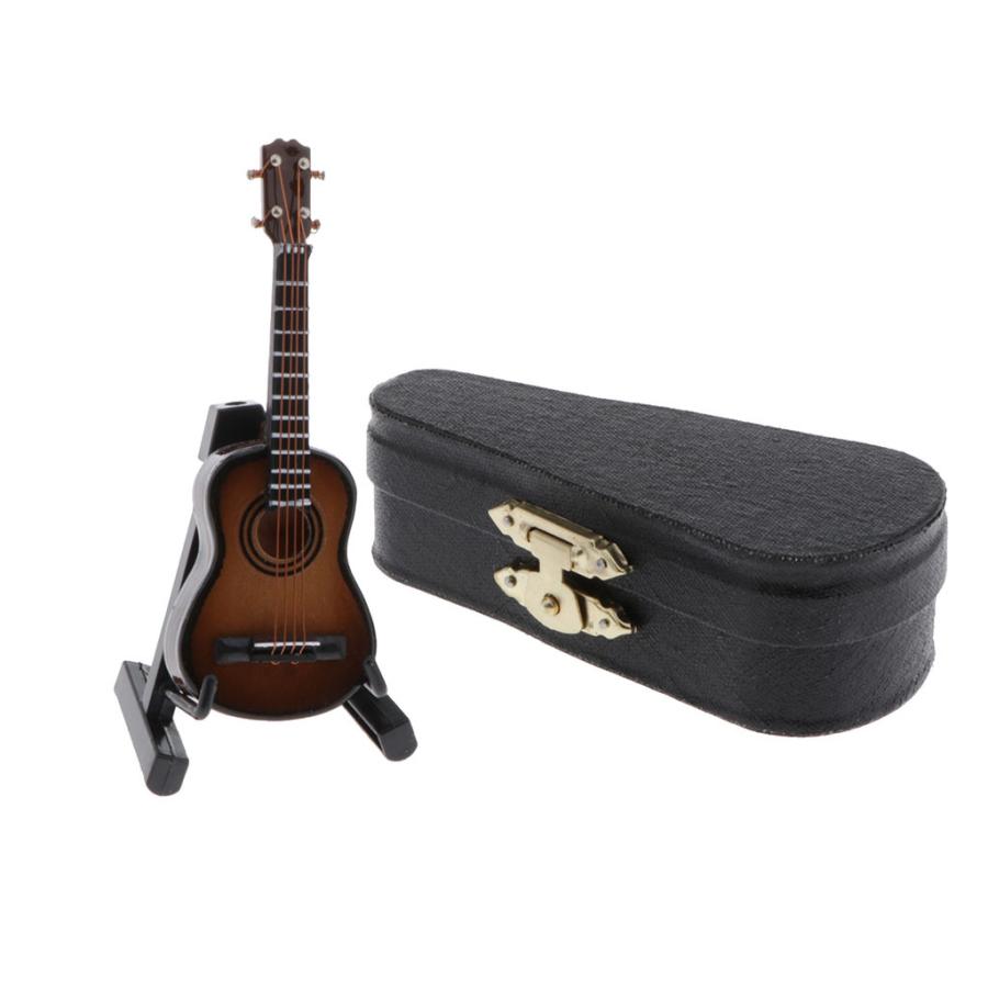 1/12ドールハウスミニチュアウッドギタースタンド楽器付き : STK