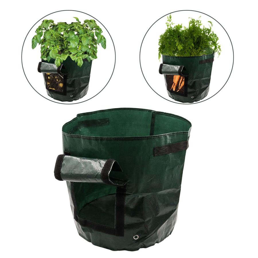 Hakona プランター 不織布 3ガロン フェルト 植物栽培バッグポット 2点セッド 2つのフック 植木鉢 植え袋 おしゃれ 12穴 壁掛け式 多機能 布鉢 植物育成 野菜栽培 トマト栽培バッグ いちご イエローショップ ジャガイモトマトとイチゴのためのハンドル付き2個の植物栽培