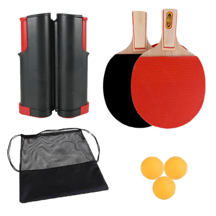 卓球セット 卓球 ラケット 伸縮ネット ボール 卓球台 収納バッグ付き 卓球ゲームキット アウトドア｜stk-shop