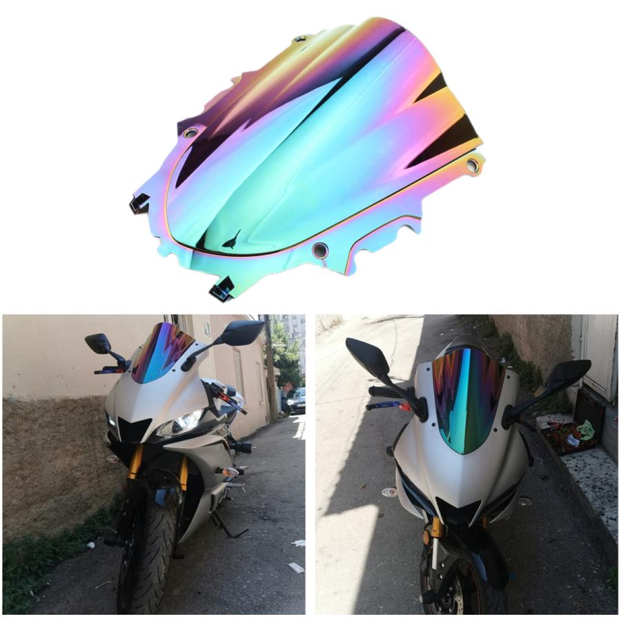 オートバイのフロントガラス R15用 V3 2017-2020 フロントダブルバブルウインドディフレクターフロントガラスオートバイアオートバイの フロントガラス ヤマハに適合R15ForV32017-2020モーターサイクルフロントフェアリング空力ウィングレットウィ 19-22 車＆ バイク  ... オートバイ フロントガラス に適合するYZF-R15 に適合するR25 に適合するV3 2017 2018 2019 2020 バイ
