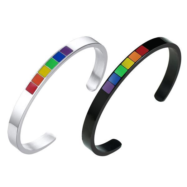 ステンレス鋼LGBTプライドブレスレットプライドフラッグスポーツリスト
