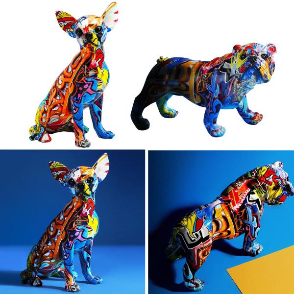 カラフルな犬の置物樹脂クラフト動物犬像彫刻家の装飾のため : STK