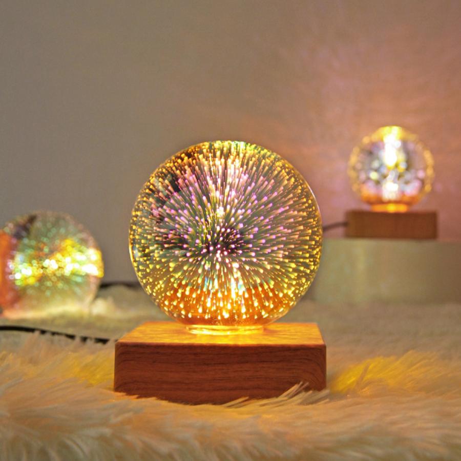 3D花火 花火電球 インテリア ナイトライト ベッドサイドランプ U