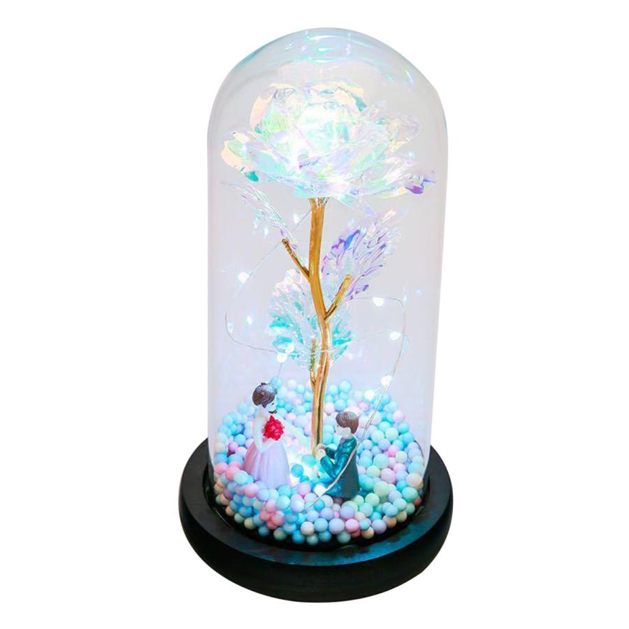 銀河ローズフラワーランプled妖精ライトカラフル金箔バラ木製ベース家の装飾のギフト休日｜stk-shop｜16