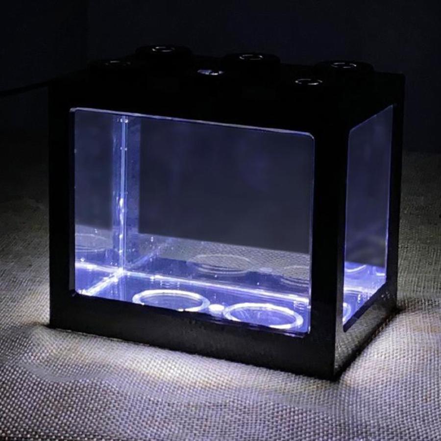 ミニ水槽LEDライトクリアオーナメント水族館オフィスデスクトップ装飾｜stk-shop