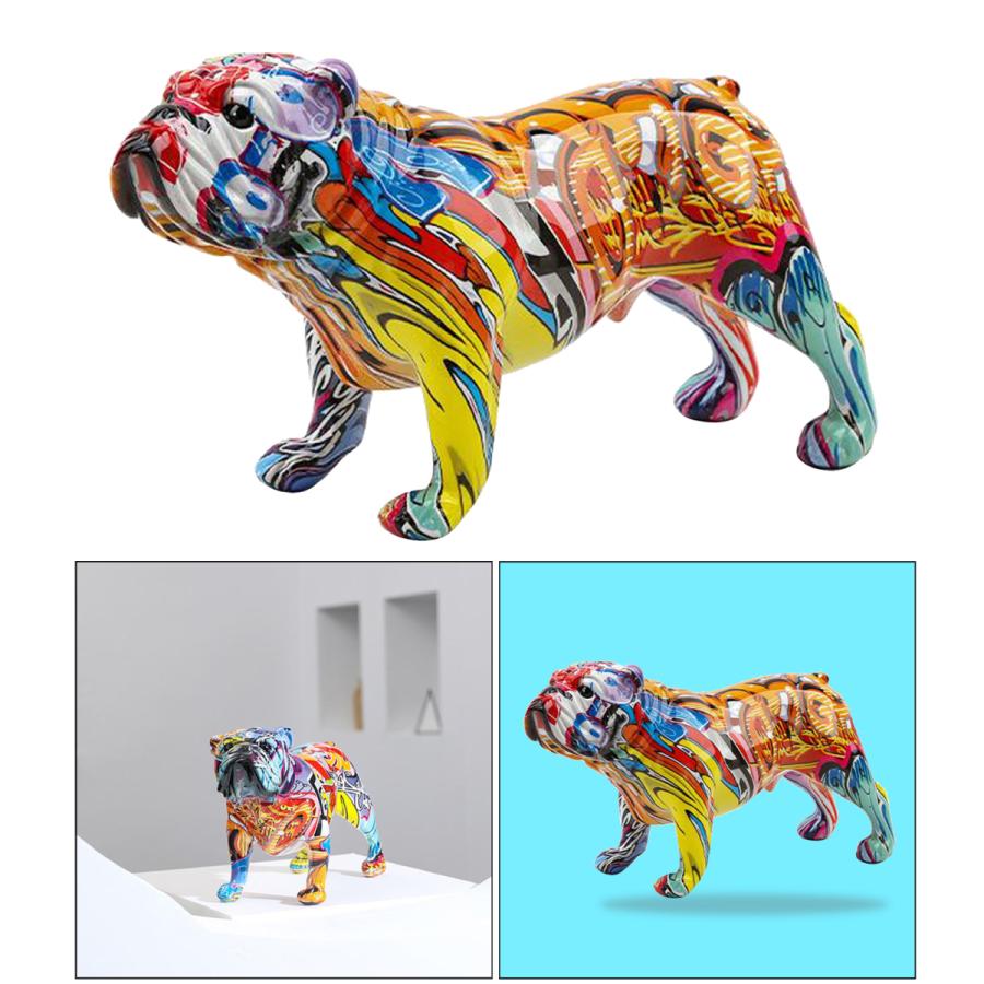 動物グラフィティアート樹脂クラフトの装飾品明るい着色立ちブルドッグ