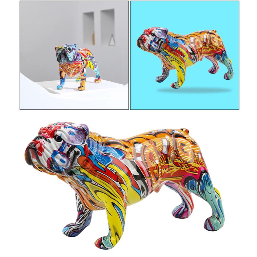 動物グラフィティアート樹脂クラフトの装飾品明るい着色立ちブルドッグ