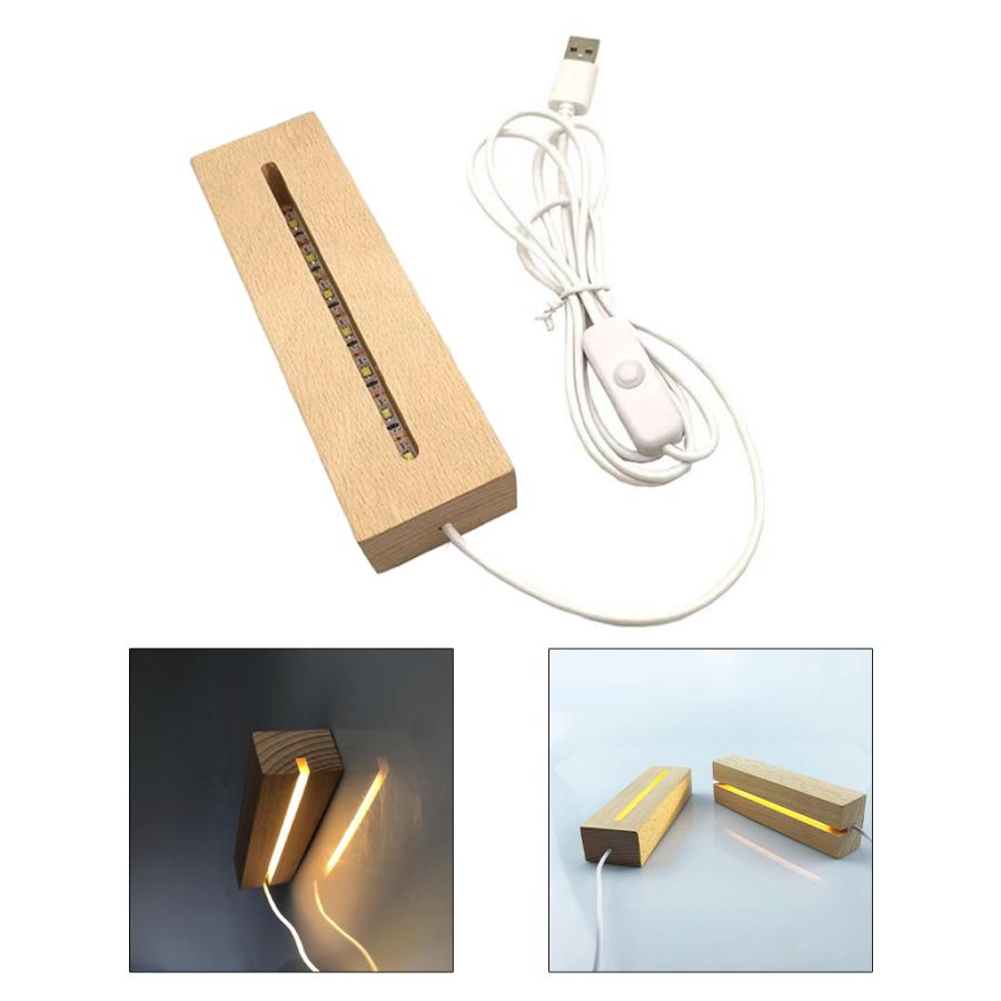 Ledナイトランプベース.木製ライトディスプレイベースusb電源ベース用 