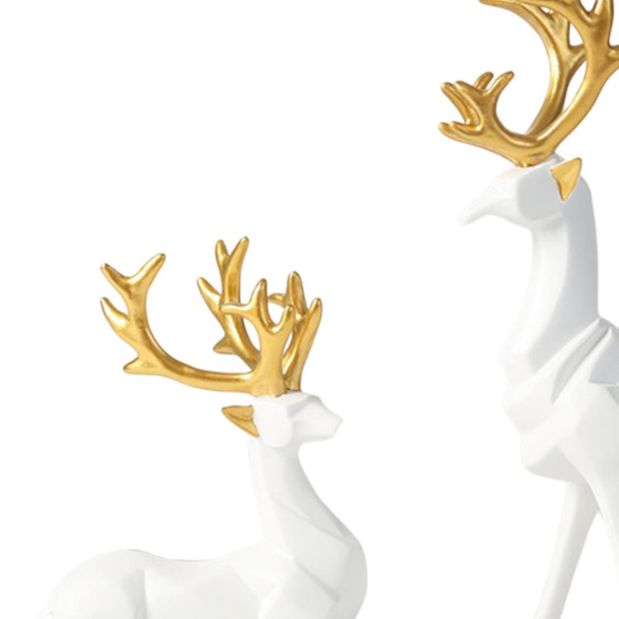 2個クリスマストナカイ置物像樹脂妖精ガーデン彫刻クリスマス卓上鹿