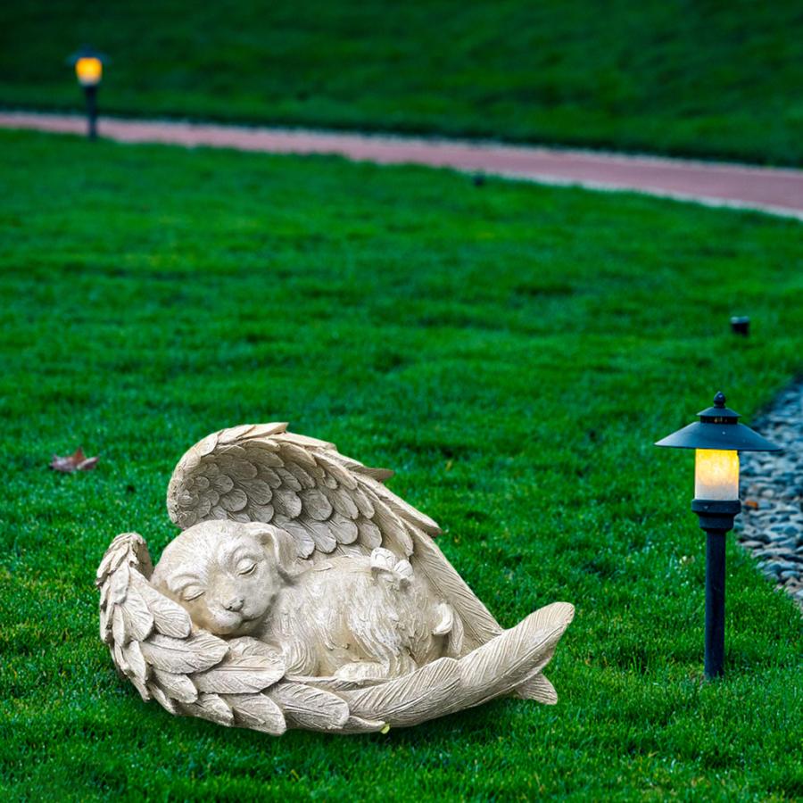 岐阜県高山発☆犬 石製犬 庭ガーデニング ペット 石像 庭石 ガーデン天使犬/猫像コレクション.樹脂と石の装飾的な庭メモリアル