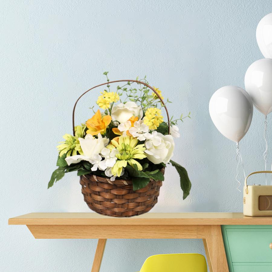 造花ガーベラと籐の花瓶鉢植え配置植物結婚式ホームオフィス窓辺リビングルームデスク装飾｜stk-shop
