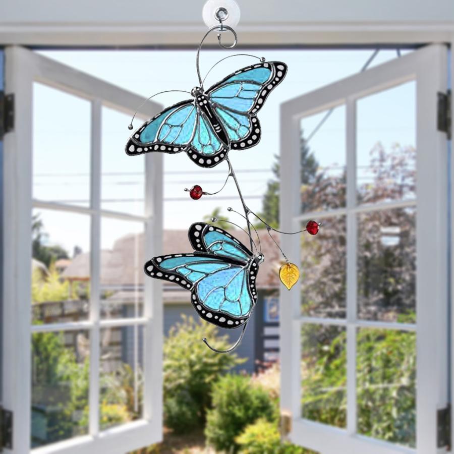 ステンドグラスパネル現代ステンドグラスの窓壁掛け-蝶suncahers