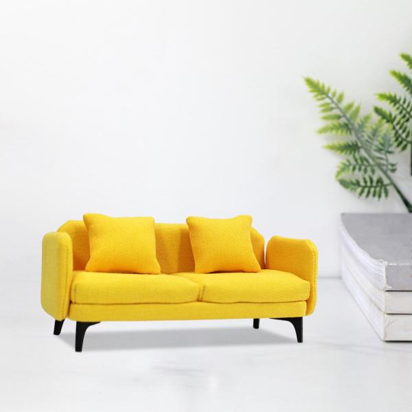 ミニチュアドールハウスソファクッション付きロングソファ1/2スケール