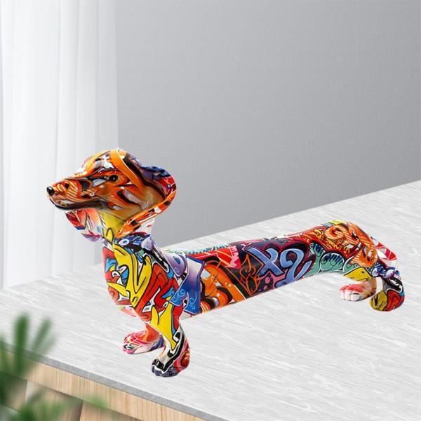 樹脂カラフルな犬の置物落書きダックシュンド像装飾工芸品コレクション