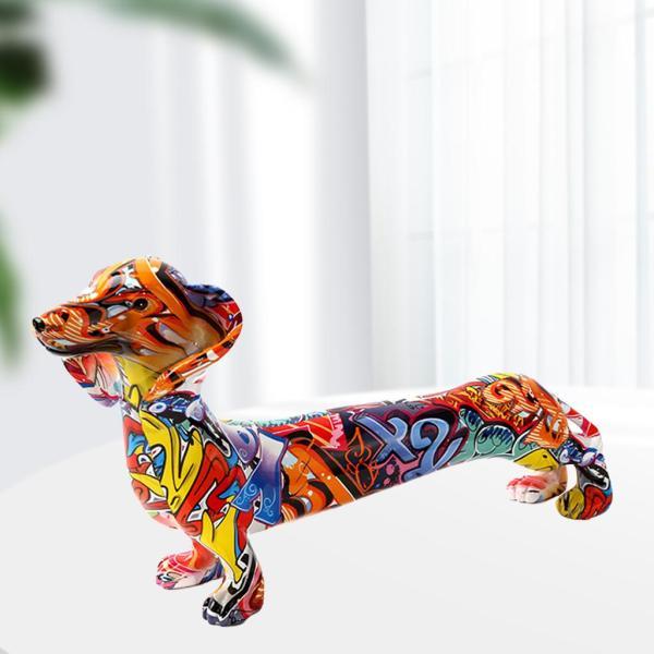 樹脂カラフルな犬の置物落書きダックシュンド像装飾工芸品コレクション