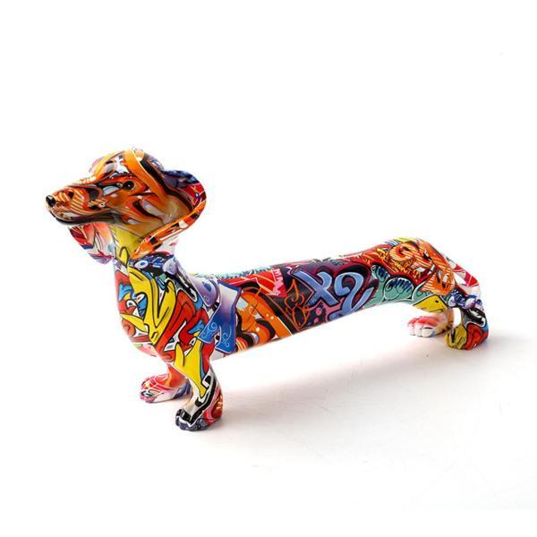 樹脂カラフルな犬の置物落書きダックシュンド像装飾工芸品コレクション
