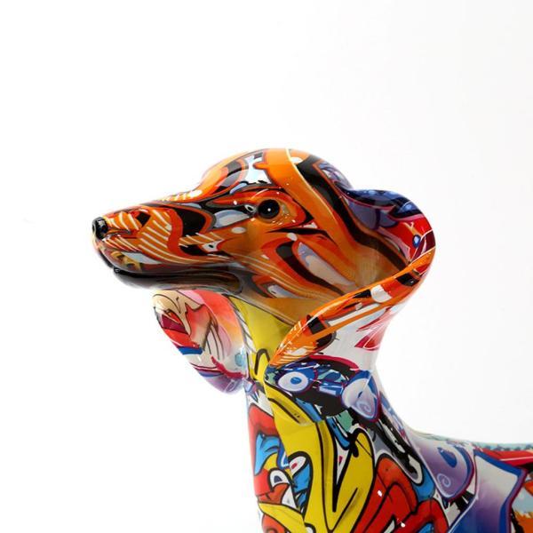 樹脂カラフルな犬の置物落書きダックシュンド像装飾工芸品コレクション