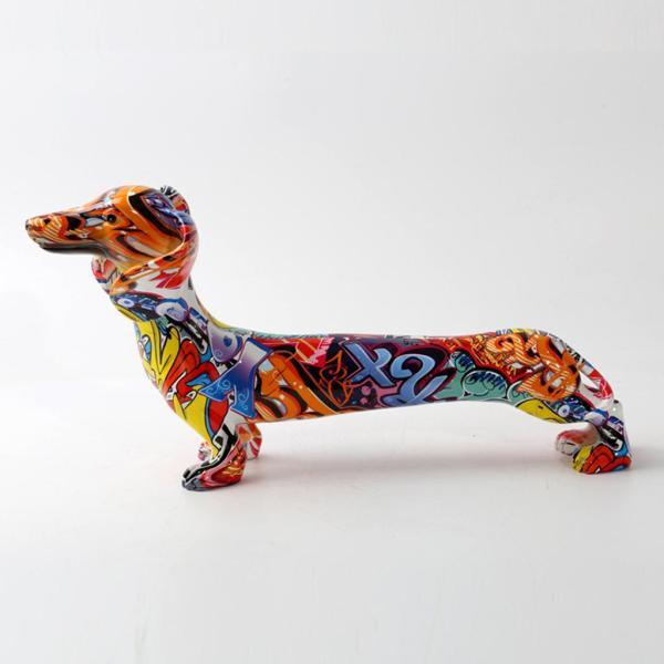 樹脂カラフルな犬の置物落書きダックシュンド像装飾工芸品コレクション