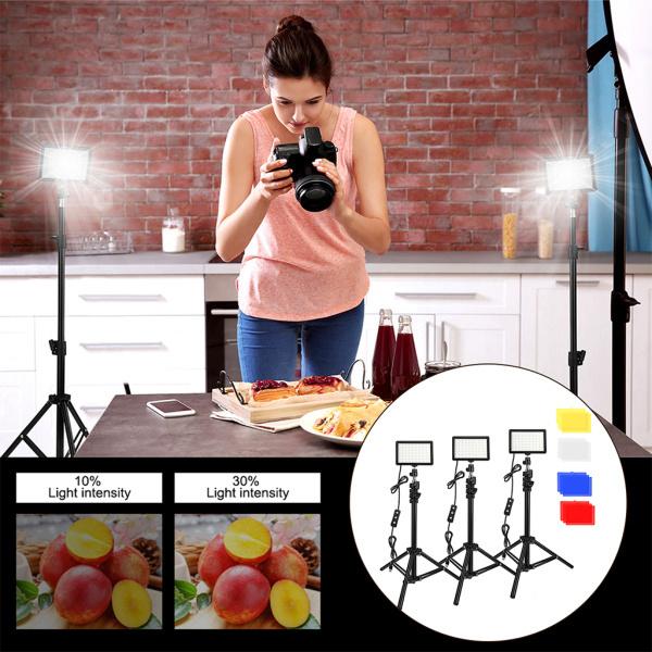 LEDビデオライトフィルインライト、ビデオライブカメラメイク用スタンド付き調光可能LEDフィルライト、Selfieライブストリーミングビデオ｜stk-shop｜06