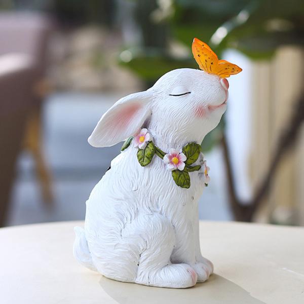 太陽電池式の庭の彫像は光の愛らしいウサギの置物の彫刻の装飾を導きました 年末のプロモーション特価 期間限定送料無料