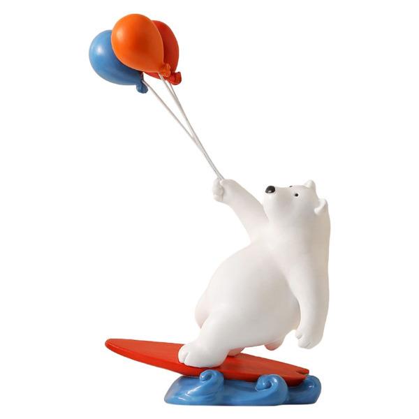 サーフィンクマの像かわいいクマが風船を持っている小さな置物家の棚の装飾素朴な自然愛好家のギフト｜stk-shop｜12