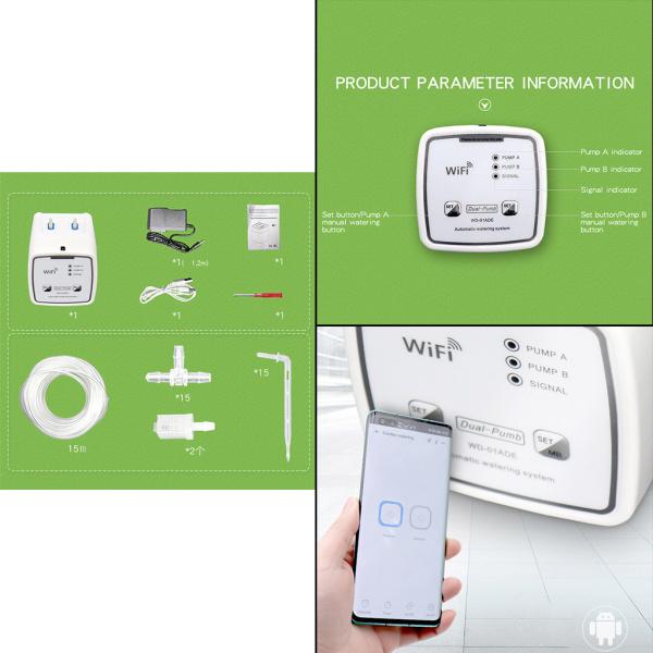 庭の自動点滴灌漑システム Wifi接続アプリ制御植物給水装置 庭のパティオ用の植物水ポンプタイマーツール 霧吹き 在庫一覧 15ポット Idealauto Ee