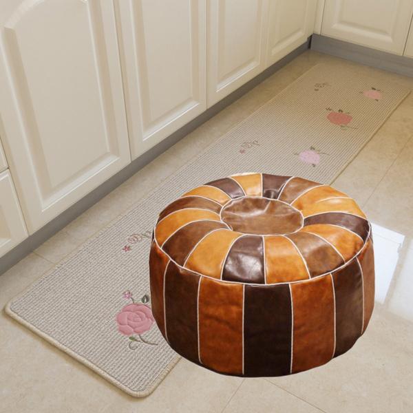 プレミアム手作りボヘミアンPUレザーモロッコプーフカバーフット