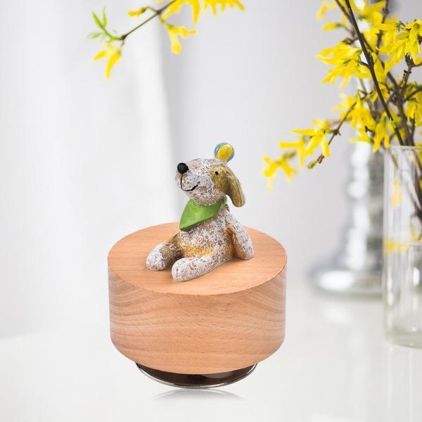 オルゴール 回転 木製の素材 古典的 耐久性 工芸 動物のデザイン