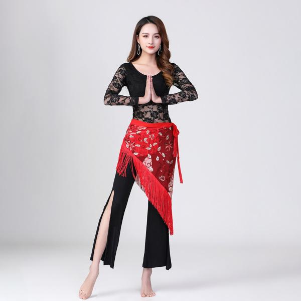 シフォンベリーダンスウエストチェーンヒップスカーフ女性タッセル