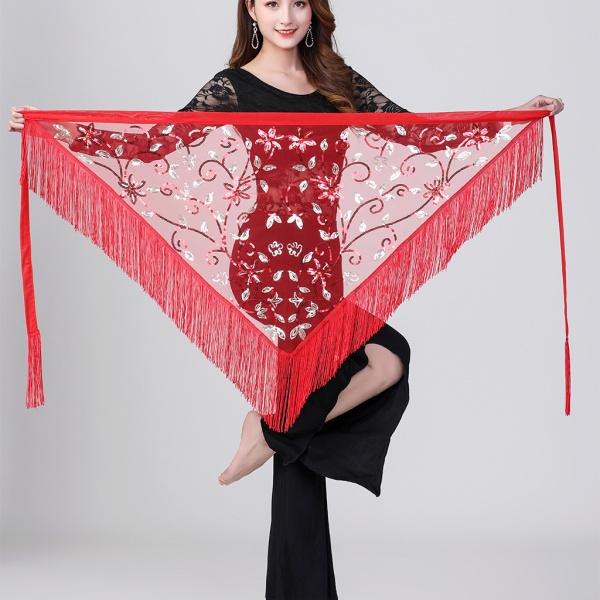 シフォンベリーダンスウエストチェーンヒップスカーフ女性タッセル