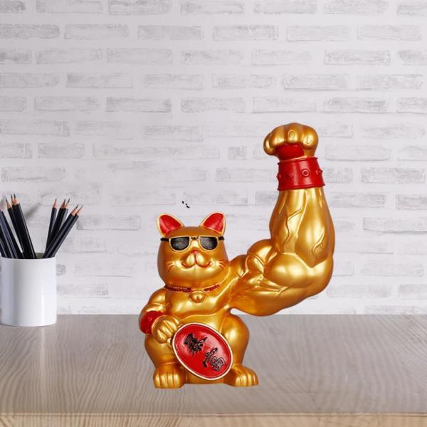 招き猫置物 飾り物 強い巨大な腕 開店祝い 金運招福 まねきねこ