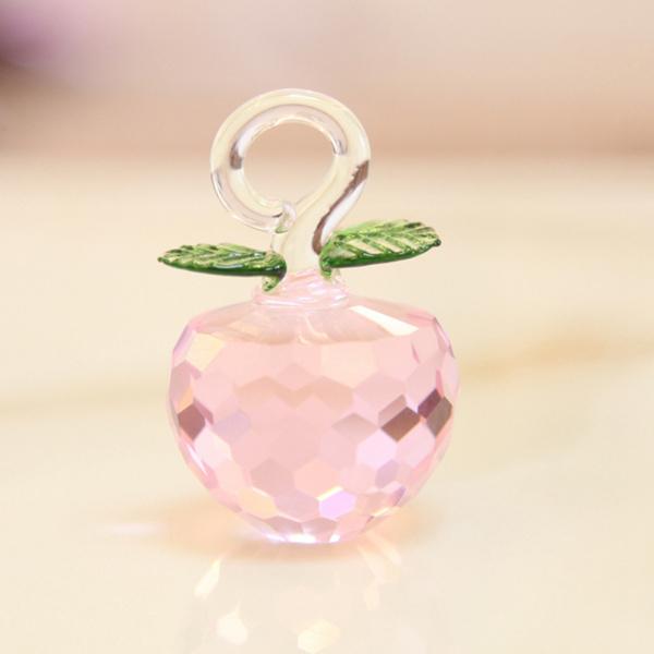 クリスタルアップルツリーガラスりんご風水工芸品家の装飾置物