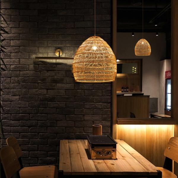 天井吊り下げライトランプシェード竹照明ランプシェード装飾美術