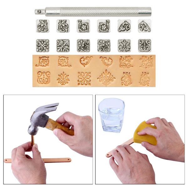 レザークラフトセット、レザースタンピングツール付き12ピースレザー