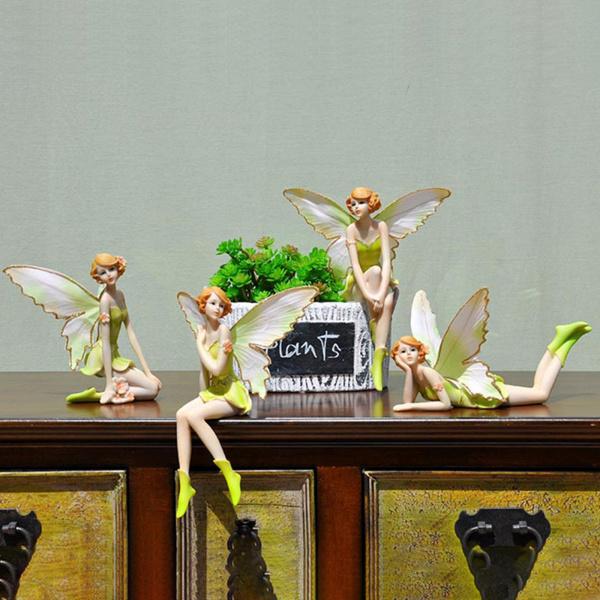 妖精の像天使の飾りの置物手作りの花屋内ミニチュアの妖精の休日の飾り