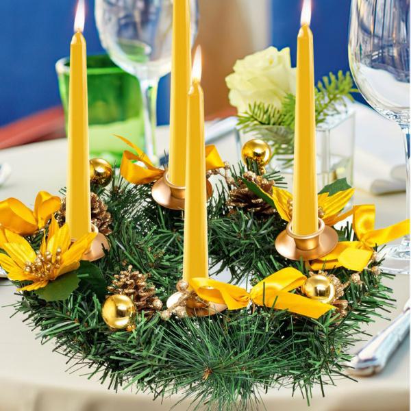 人工リースキャンドルホルダー松ぼっくりクリスマスアドベントスタンド