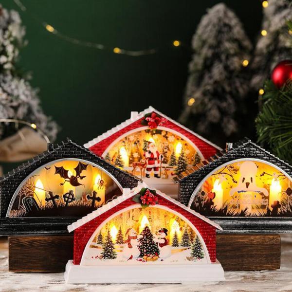 北　クリスマスライトハウス　イルミネーションハウス　キャンドル置物 ３２cm 北 クリスマスライトハウス イルミネーションハウス キャンドル置物