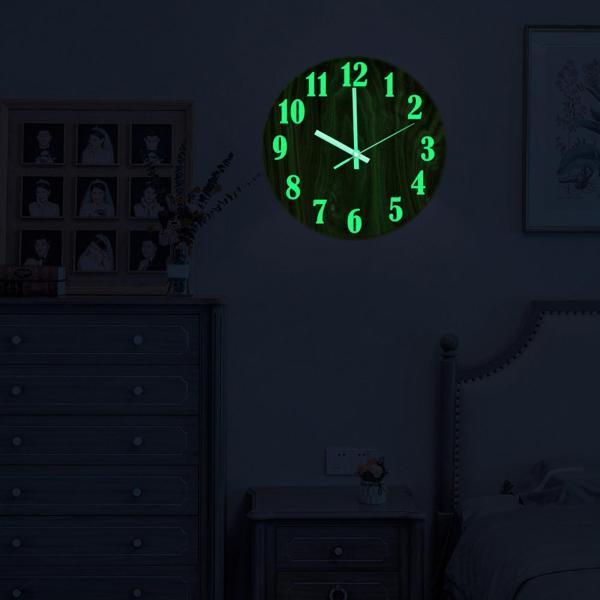家のための暗闇の中で12 インイン現代の明るい壁時計の非カチカチ光る輝き｜stk-shop｜13