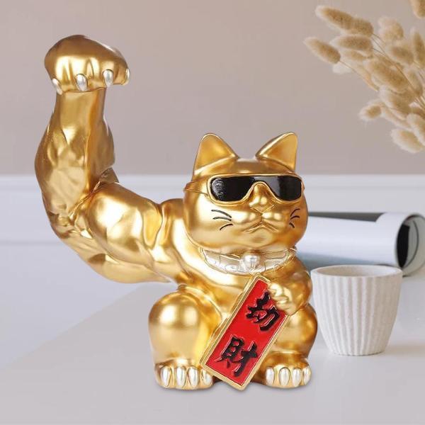 中国の筋肉の腕招き猫の置物強力な巨大な腕の店のオープニングの装飾