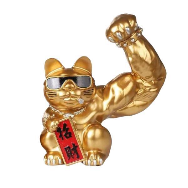 中国の筋肉の腕招き猫の置物強力な巨大な腕の店のオープニングの装飾
